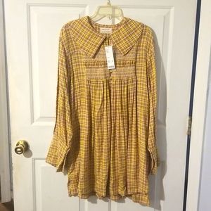 Urban Outfitters Size L Yellow Plaid Dress NWT